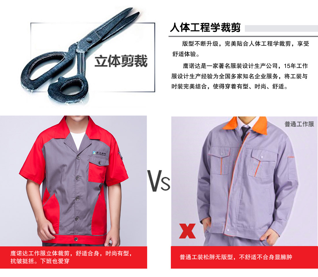 中灰拼大红夏季工作服AE596-XJ(图18)